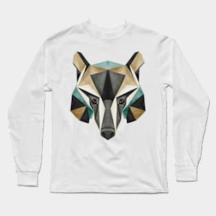 Geometric Badger Animal Lover Geometry Design Gift For Badger Lover Long Sleeve T-Shirt